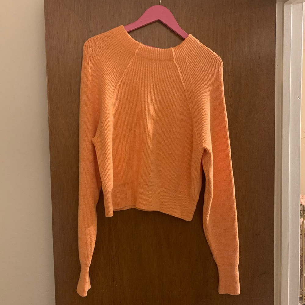Free People Peach-Orange Cropped Turtleneck Sweater